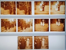 5 PHOTOS STÉRÉOSCOPIQUES SUR PLAQUES DE VERRE- UN MARIAGE DÉBUT 20e - 6x13