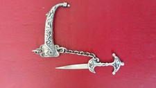 Ancienne Broche Pendentif Khanjar Sabre Dagh Orientale En Argent Islamic Silver