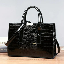 Sac Carré Crocodile Uni,Bandoulière Tendance,Travail Chic pour Femmes,4 Couleurs