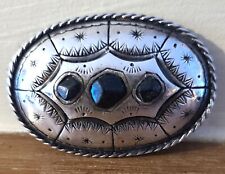 Vends broche vintage Navajo Herbert Tsosie argent et onyx.