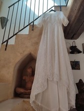 Robe de mariée vintage dentelle Taille 38 Dans L'état 