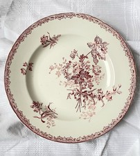 Grand Plat Rond  Sarreguemines Modèle Fontanges  Terre de Fer Rose