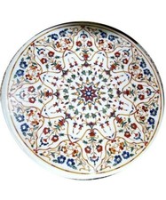 42 " Décorative Demi-Précieuses Pierres Incrustation Art Marbre Café Table Top