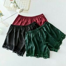 Femme Satin Dentelle Culotte Slip Short Slip Faux Soie sous-Vêtement Bloomers