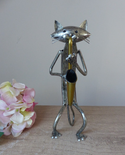 Sculpture chat musicien - sculpture,
