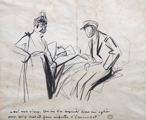 Dessin original encre jean - original,