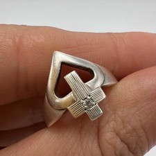 Bague Vintage URSS Croix Argent Massif 925 Femme Taille 54 Bijou Ancien Rare