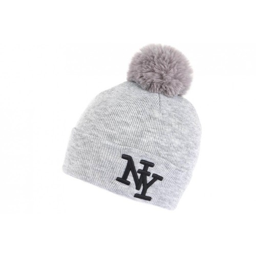 Bonnet pompon gris noir - bonnet,