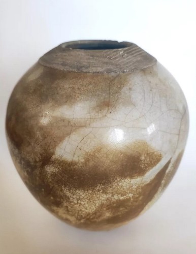 Vase raku signé - vase,