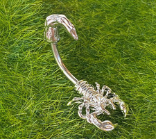 Bague De Nombril Scorpion Magnifique Percée En Or Blanc 14K, 3/8"