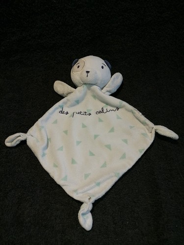 Doudou plat ours - gris, bleu