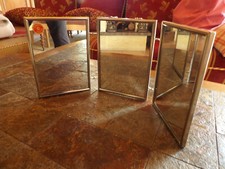 Ancien triptyque,miroir de barbier,coiffeur,salle de bains,1950