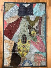 Grande Tenture murale indienne, Tapis Mural, Artisanat. 1,40m x 93cm