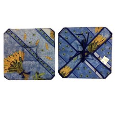 Coussin de chaise à rabats bouquet de blé bleu 36 cm x 36 cm - MCTISSUS - 370091