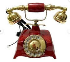 Téléphone Rotatif Antique De Style Victorien – Fini Rouge En Laiton