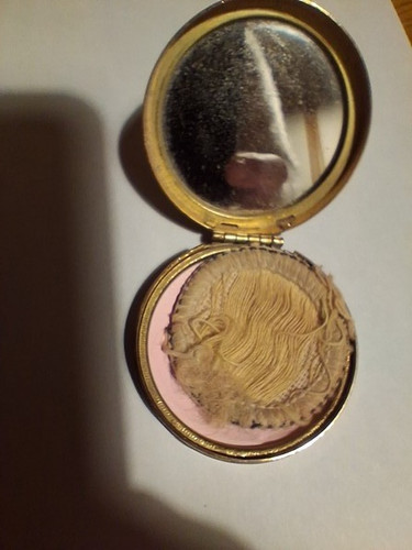 Vintage ancien poudrier - , doré