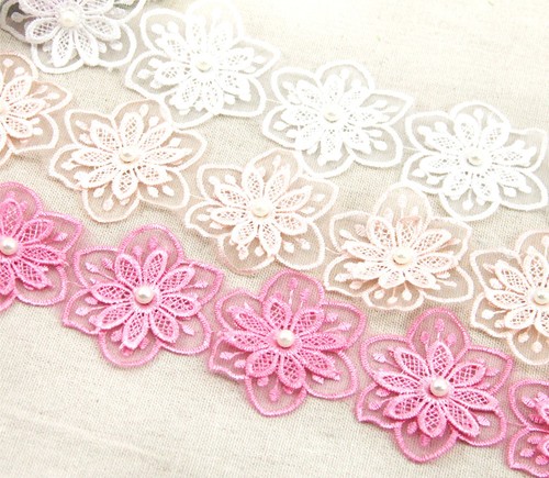 Ruban dentelle applique fleur - ruban,