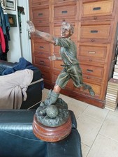 FOOTBALLEUR ANCIEN SCULPTURE EN REGULE 1900 PAR XAVIER RAPHANEL ( 1876-1957 ) 