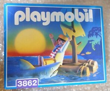 1996 Geobra Playmobil System 3862 Naufragé avec Radeau et Requin Neuf Scéllé !