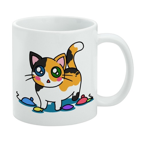 Calico kitten with cat - kitten, toys