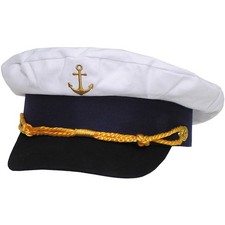 Marineschirmmütze Avec Ancre Or Brodé Chapeau de Capitaine Casquette Marin