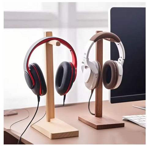 Support casque audio bois - casque,