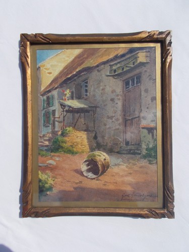 Tableau ancien aquarelle - aquarelle, signe