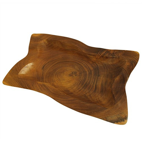 Square teak plate - aw, brown