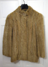 Veste de fourrure beige vintage avec 2 poches extérieures et 4 crochets