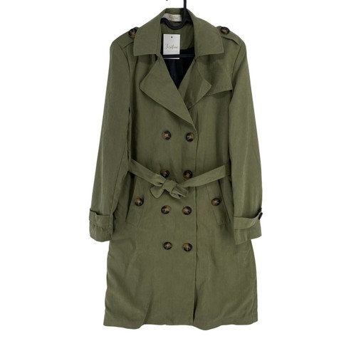 Manteau trench ceinturé vert - trench,