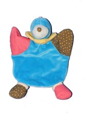 Doudou plat bleu rouge marron