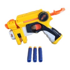 Nerf N-Strike Elite Jaune Pistolet Mono Coup + 3 Fléchettes – Bon État 24 cm