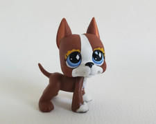 Petshop Chien Dogue Argentin LPS Hasbro BE Marron Blanc Yeux Bleus #588 Pet Shop