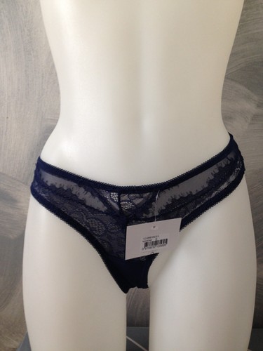 Culotte tanga dentelle - , bleu