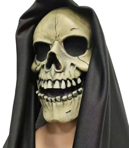 Crâne masque noir capuche - noir,