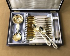 PHILIPPE BERTHIER service à thé / café en vermeil MINERVE cuillère Argent massif