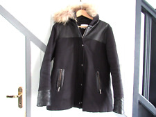 PARKA TOILE ET CUIR NOIR T 2