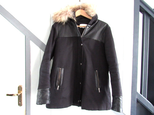 Parka capuche toile - toile, cuir