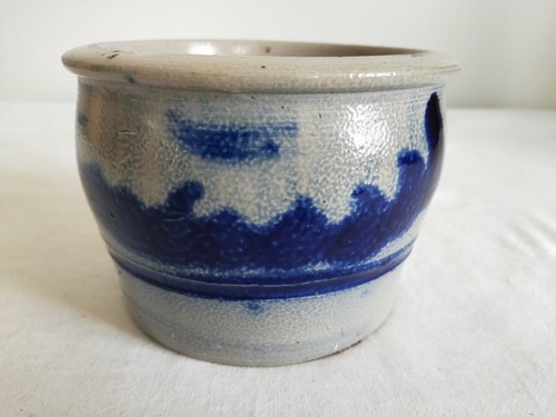 Ancien pot gres motif bleu - ancien,