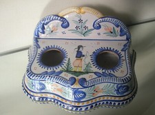 Ancien Support à Encriers, Faïence HB QUIMPER au breton PEINT MAIN Début XXe TBE