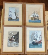 Série 4 Peintures Aquarelle