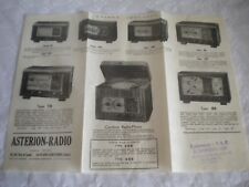 Vintage catalogue Brochure valve radio Asterion 1938-39 french