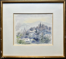 PERRAUDIN Paul Aquarelle Paysage Provence Tableau Peintre Officiel de la Marine