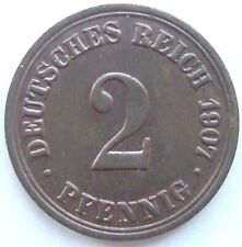 Pièce Allemande Empire Allemand 2 Pfennig 1907 A En Uncirculated