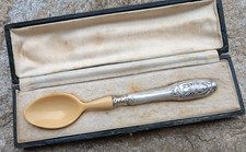 NICE ANTIQUE SILVER BABY SPOON  IN CASE late XIX th. C. / early XX th. C.