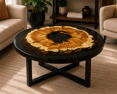 Modern round resin - resin, coffee