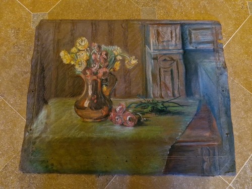 Pastel ancien nature morte - ancien,