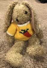 17" Fine Toy Brown Bunny Rabbit with Yellow Carrot Sweater Stuffed Plush Toy