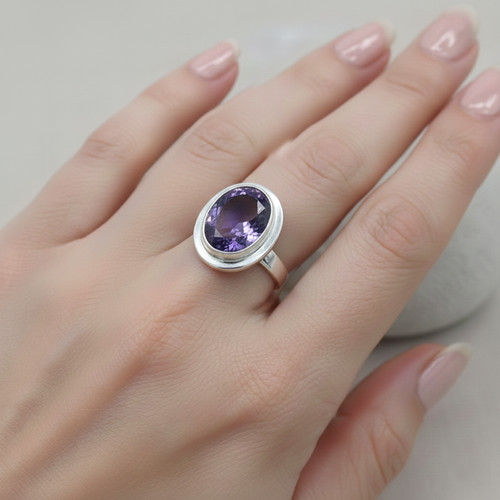 Bague améthyste argent 925 - améthyste,