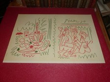 ART XXe PICASSO LITHOGRAPHIE SUR TOILE LES DEJEUNERS 1962 63x44 cm Cercle d'Art